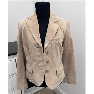 VALERIE STEVENS Jacket/Blazer 100% Leather Tan Size Medium Petite